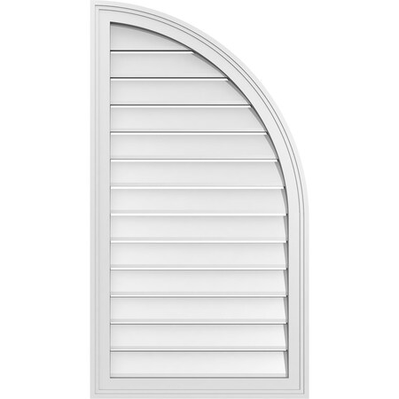 Ekena Millwork Quarter Round Top Right Surface Mount PVC Gable Vent w/ 2"W x 1-1/2"P Brickmould Frame, 22"W x 40"H GVPQR22X4002SF